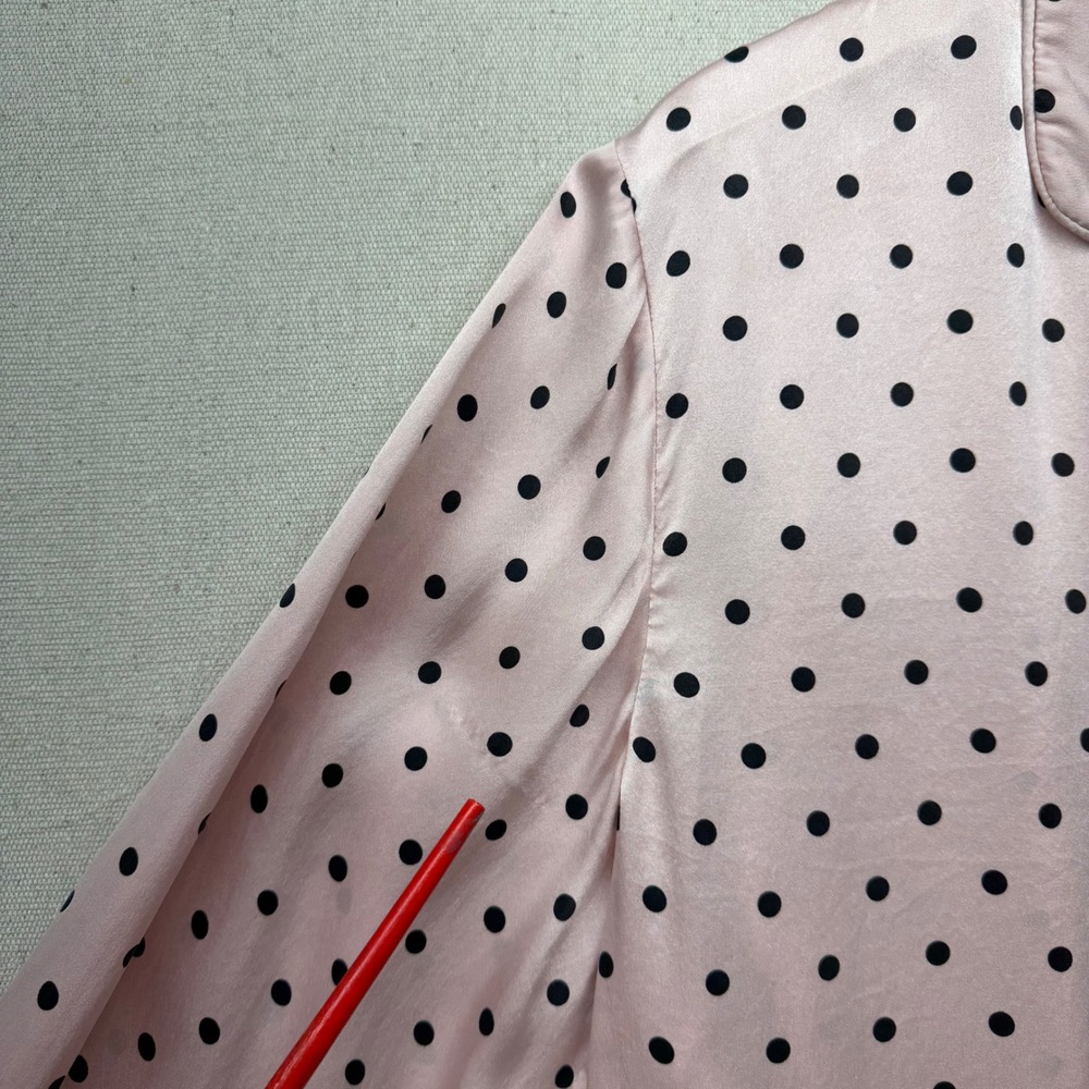 Victoria's Secret Pink Polka Dot 100% Mulberry Silk Pajama Set Top Pants M - Picture 7 of 16